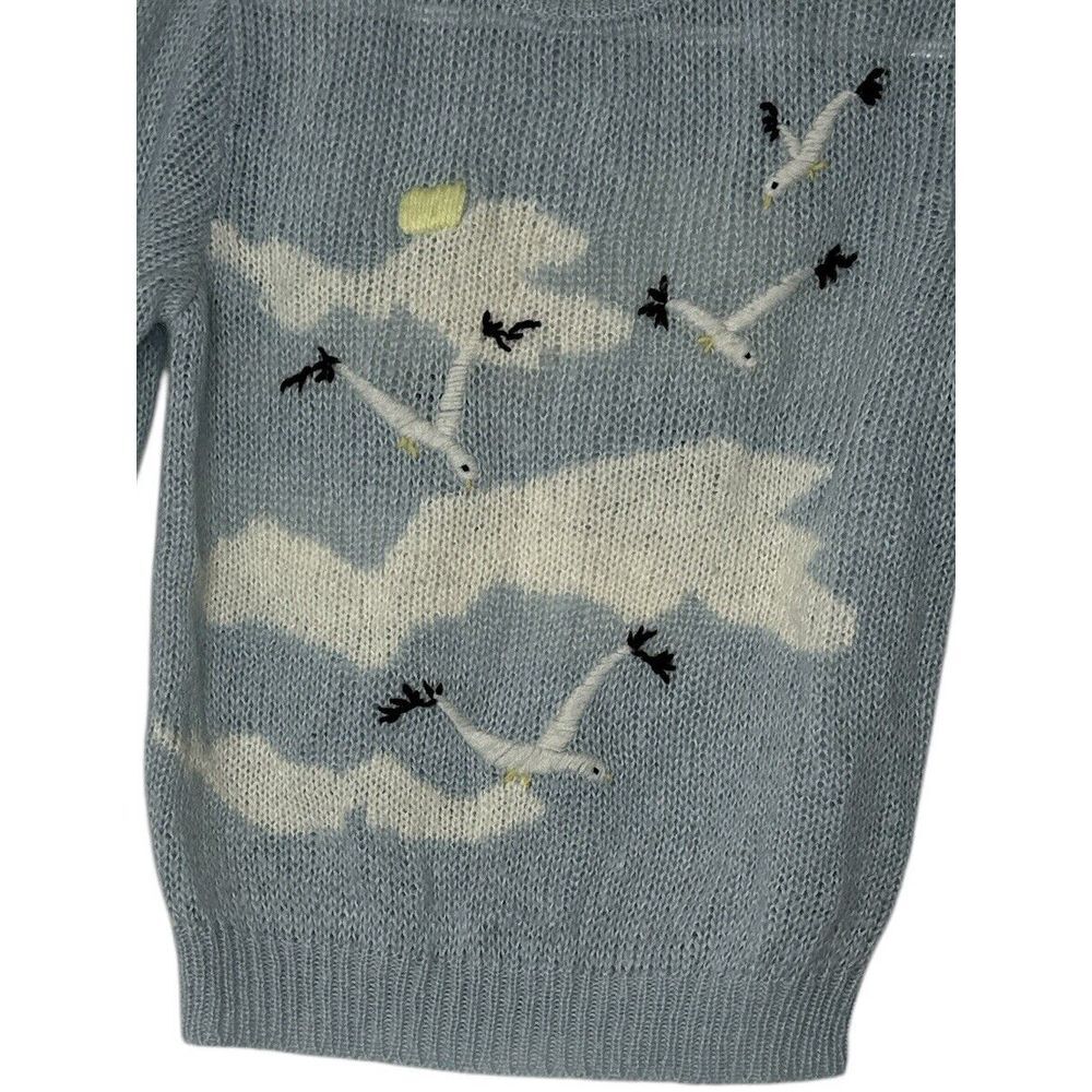 Vintage Ades Of California Women's Sweater XL Birds Cloud Beach Outdoor Y2K Blue - Picture 7 of 10
